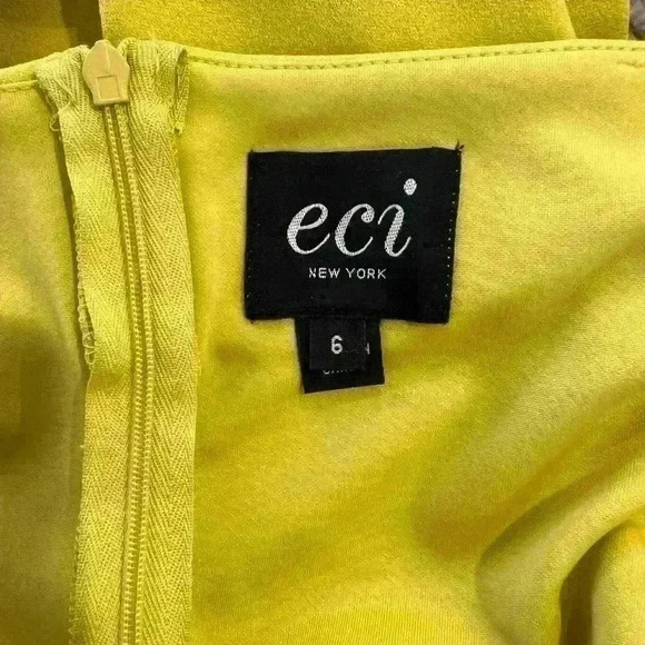 ECI, Chartreuse, Cold Shoulder Dress, Size 6 - Picture 4 of 7